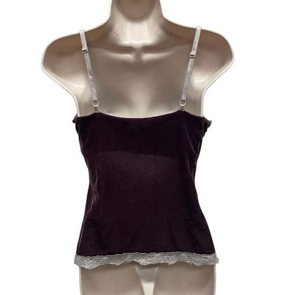 New York & co Y2K purple Velvet Camisole with Lace Trim boho witchy whimsigoth M - Picture 2 of 8